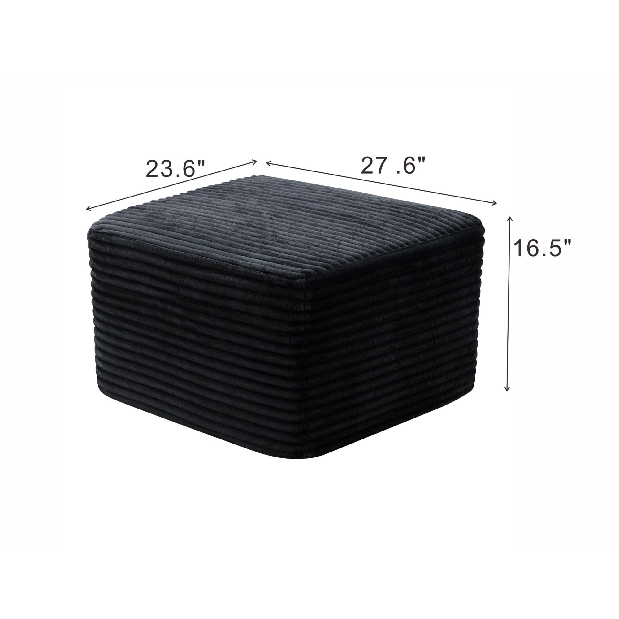 Plush Boneless Ottoman,Upholstered Cloud Couches Footrest Ottoman for Boneless Couch for Living Room, Black