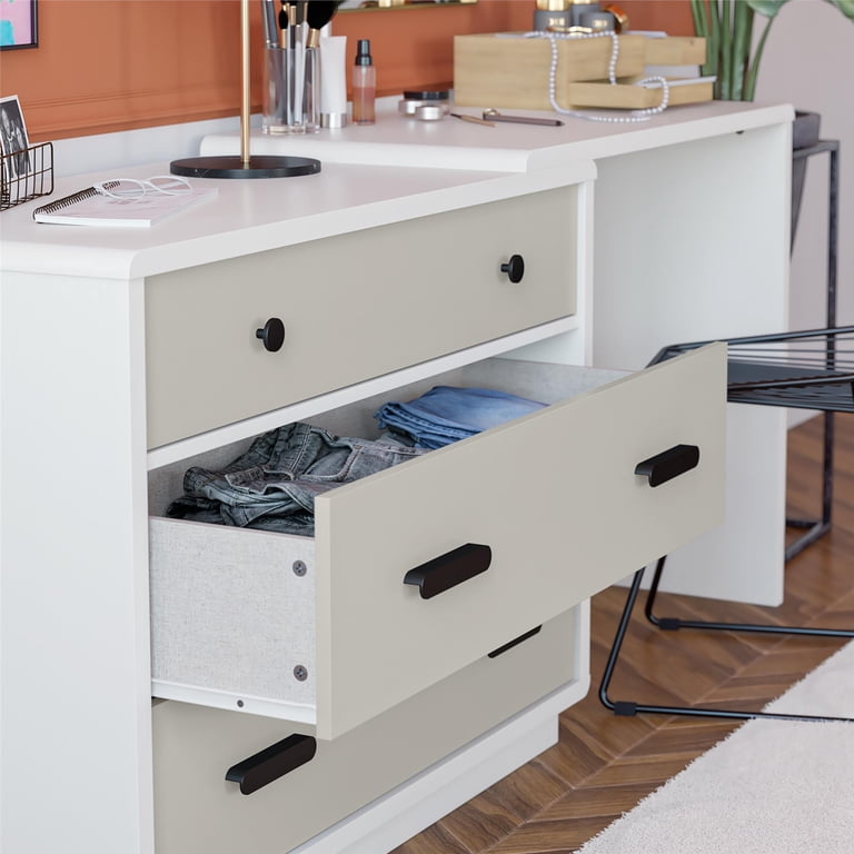 white christmas dresses Solid RubberWood Extendable Vanity Desk and Dresser Combo, Italian Sty
