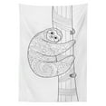 thumbnail image 3 of Ambesonne Sloth Tablecloth Rectangular Table Cover, Sloth Outline Ornaments, 52"x70", Black White, 3 of 4