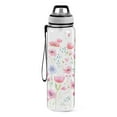 thumbnail image 2 of Flowers Pink Floral 32oz Water Bottles with Straw Tritan Leakproof Sports Bottle BPA Free Clear for Fitness Gym Swimming Cycling, 2 of 7