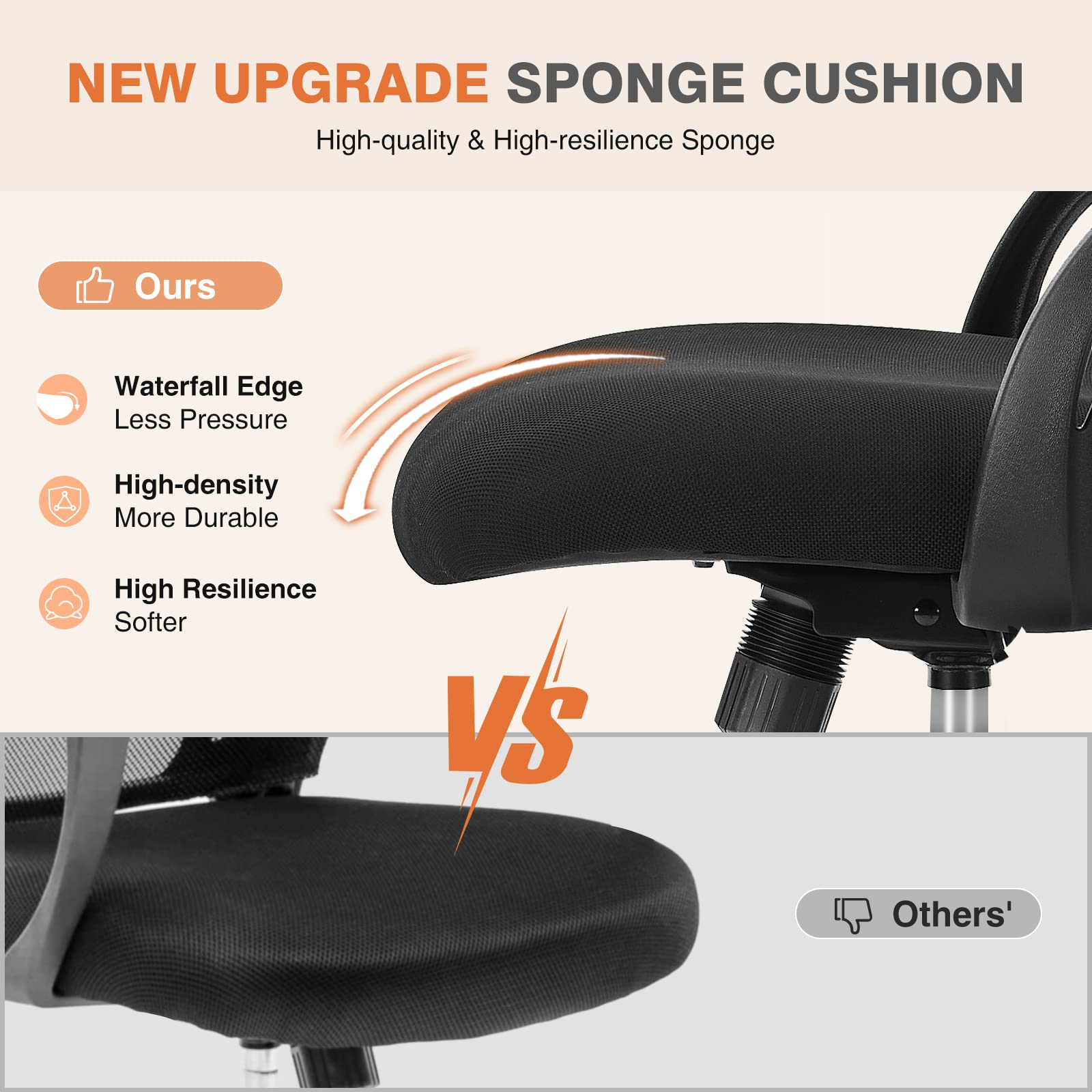 Yoyomax Office Chair, Ergonomic Home Office Desk Chairs, Computer Chair with Comfortable Armrests, Mesh Desk Chairs with Wheels, Mid-Back Task Chair with Lumbar Support - image 3 of 9
