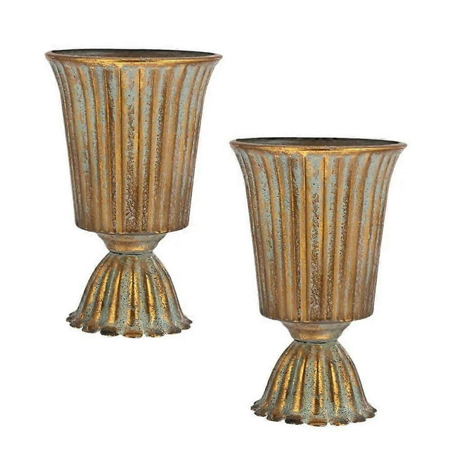 2Pcs Iron Wrought Vases Artificial Flower Containers Office Desktop Decorations