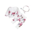 thumbnail image 4 of LAPAKIDS Newborn Infant Baby Girls Hooded Shirt Tops Pants Outfits Floral Clothes 3PCS Set 6-12 Months, 4 of 8