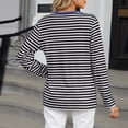 thumbnail image 4 of Timegard Hauts pour Femmes Rayé Col en V Cranté Mi-Long Automne Hiver Habillé Décontracté Ample Confortable Blouse, 4 of 6