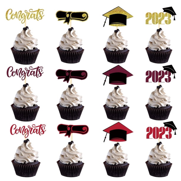 48 Uds. Decoración superior para tarta de graduación, decoración superior para tarta 2023, decoración superior para tarta de graduación, decoración para ceremonia de graduación, fiesta