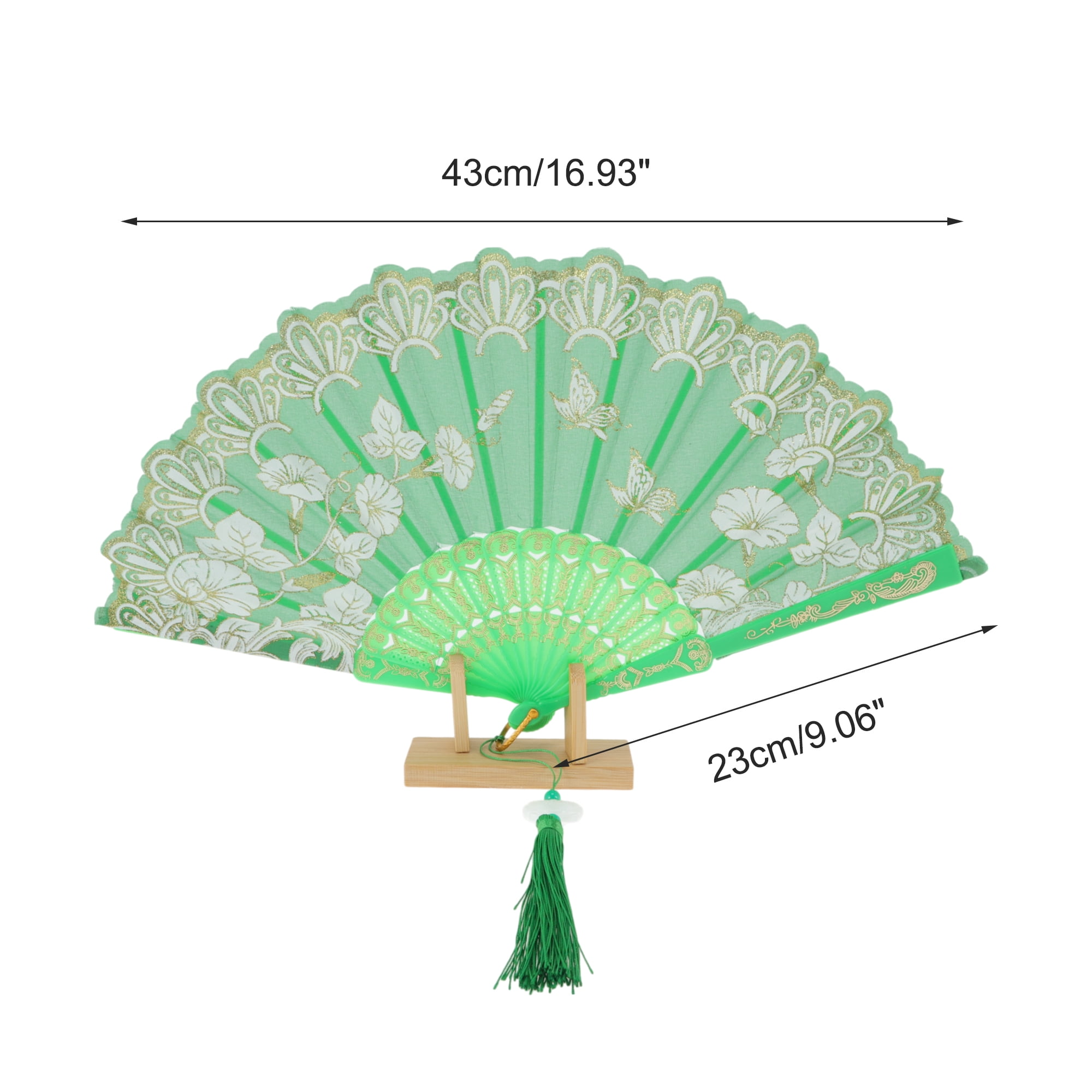 Unique Bargains Tassel Folding Fan 1 Pc for Weddings Parties Green
