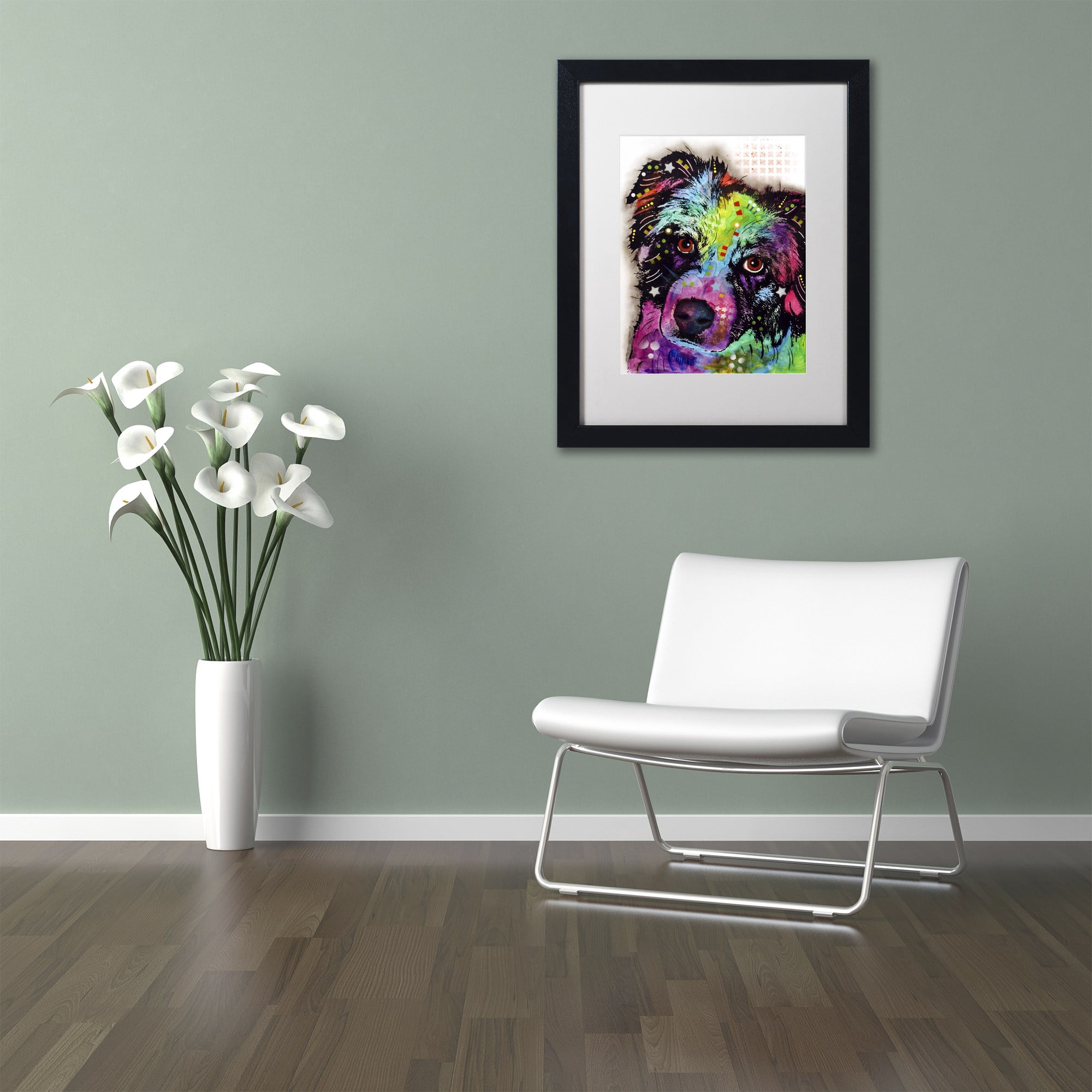 Trademark Fine Art "Aussie" Canvas Art by Dean Russo, White Matte, Black Frame