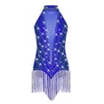 thumbnail image 3 of RUNQHUI Robe de Danse de Salon Sans Manches à Franges Brillantes Salsa Tango Col en V Lyrique Jazz Bleu TG, 3 of 6