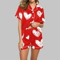 thumbnail image 2 of Tnhcen Valentine's Day Women's Sexy Heart print Short Sleeve Pajama Sets Casual V Neck 2 Piece Homewear Sets S-2XL, 2 of 5