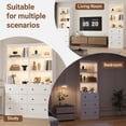 thumbnail image 6 of NEGYLIM 71" Bookcase with Drawers & Shelves, Wooden Bookshelf with Charging Station & Adjustable LED Lights, Anti-tipping Design for Living Room Home Office, White, 6 of 15