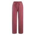 thumbnail image 3 of SNKSDGM Women's Plus Work Pants Womens Straight Leg Sweatpants Women Wide Leg Tall Wide Pants Waist Long Drawstring Casual Linen Elastic Women Leg Solid Pants Features:, 3 of 5