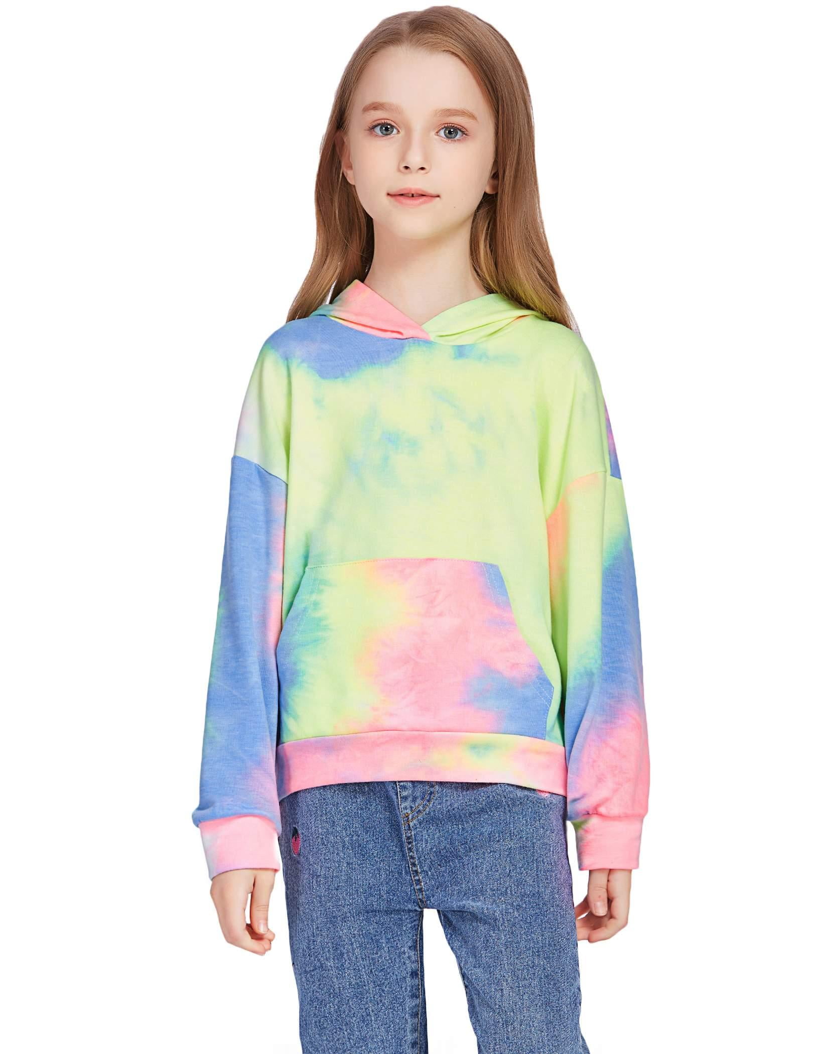 Girl's Hoodies Sweatshirts Tie Dye Long Sleeve Pullover Casual Hooded