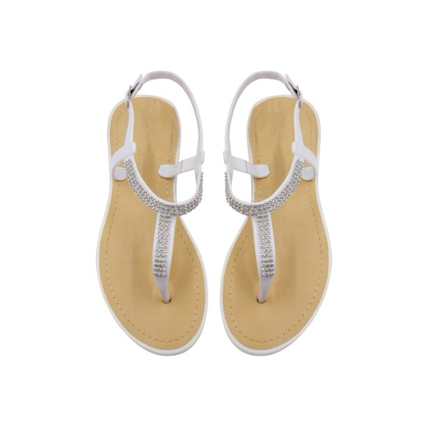Sara Z Sara Z Ladies T Strap Pcu Sandal 7 8 White Walmart Com Walmart Com