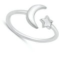thumbnail image 4 of Adjustable Crescent Moon Star Ring 925 Sterling Silver Band Jewelry Female Male Unisex Size 6, 4 of 4
