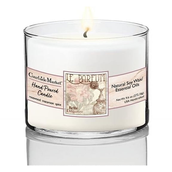 Courtside Market CAN-SB306-CIR 9.6 oz Floral Perfume Circular Candle Glass, Clear