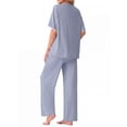 thumbnail image 3 of MINTREUS Women's Pajama Set Short Sleeve Sleepwear Set Soft Two Piece Matching Set with Pockets, 3 of 5