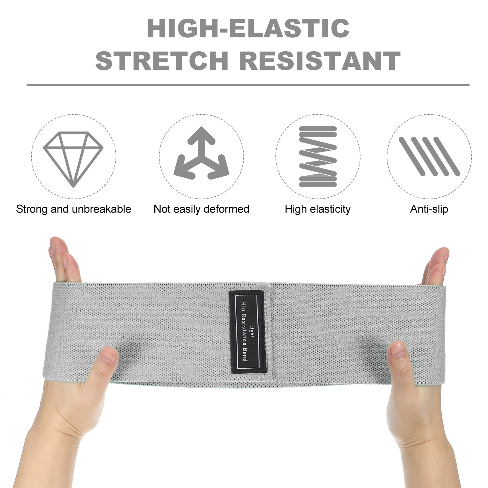 Uxcell 3Pcs Fabric Resistance Bands Booty Workout Bands with Bag and Instruction, Light Grey(light)