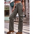 thumbnail image 6 of Womens Wide Leg Cargo Jeans with Pockets High Rise Casual Durable Everyday Pants Trendy Fashion Comfortable Fit, 6 of 10