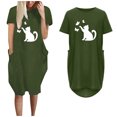 thumbnail image 2 of Vestido suelto de manga corta informal con estampado floral de moda de verano para mujer con bolsillo y cuello redondo Pompotops ghjkhdj13708, 2 of 5