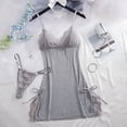 thumbnail image 5 of Stamzod Women's Lace Nightgown with Briefs 2 Piece Set V Neck Night Dress Sleepwear Side Drawstring, Adjustable Spaghetti Straps, Bow Detail S, 5 of 10