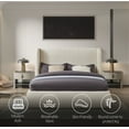 thumbnail image 2 of Queen Size Cream Platform Bed Frame 46" High Headboard Tall Upholstered Bed, 2 of 14