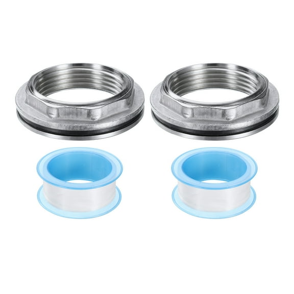 2Pcs Bulkhead Fitting 1-1/4" Female 201 Stainless Steel Water Tank Connector Water Tank Adapter