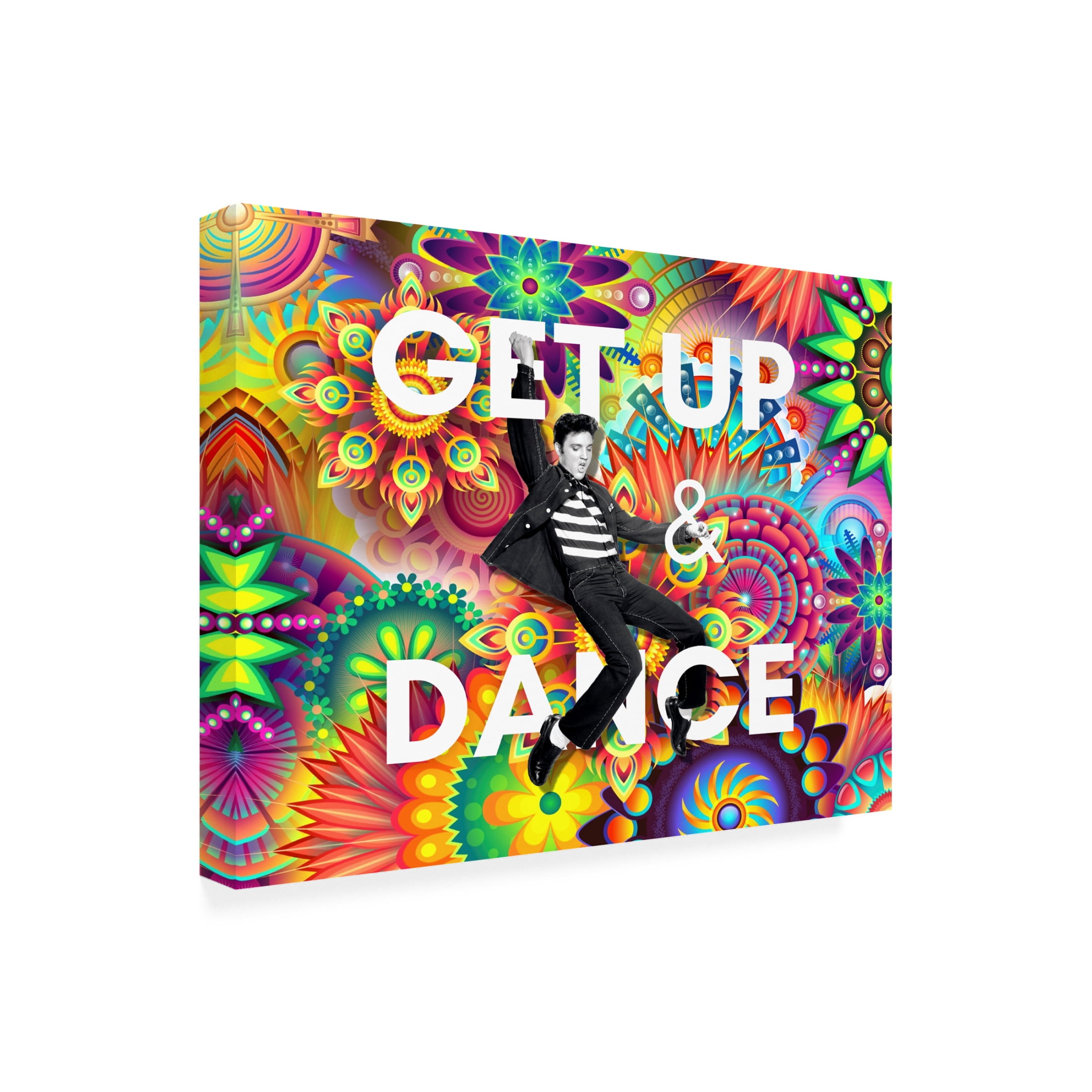 Canvas Wall Art - Tina Mitchell 'Get Up and Dance Elvis Psychodelic' Wall Art for Living Room, Bedroom, or Office Décor by Trademark Fine Art - 24 x 24 Inches