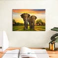 thumbnail image 3 of Elephant Stock Elephant Sunset Duo Wall Art - Horizontal Canvas Wall Art - Living Room Wall Decor - Animal Canvas - Green And Gray Decor - 12" x 8", 3 of 8