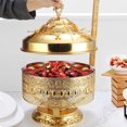 thumbnail image 4 of 8L Stainless Steel Chafing Dish Buffet Set, with Hanging Top Lid, Elegant Gold Catering Buffet Dish,Round Food Warmers Pan for Restaurants, 4 of 7