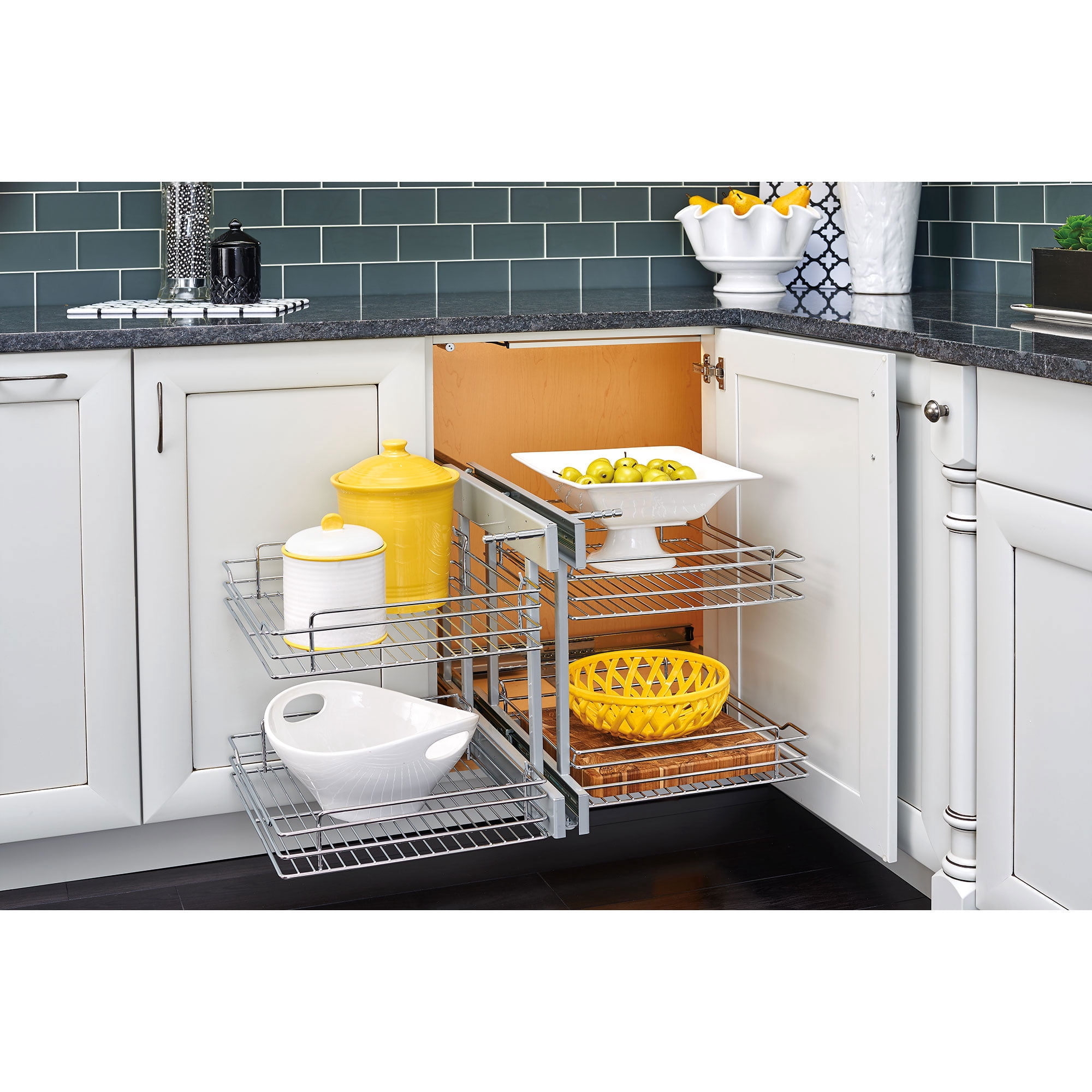 Rev-A-Shelf Chrome 2-Tier Wire Optimizer for 15" Blind Corner Cabinet Openings, 5PSP-15-CR
