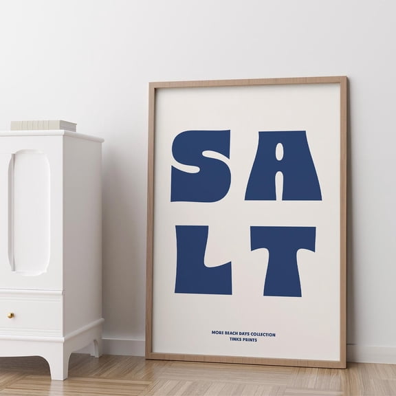 Navy Blue Salt Print, Minimalist Coastal Wall Art Home Decor #872, Unframed Poster Size 8x12