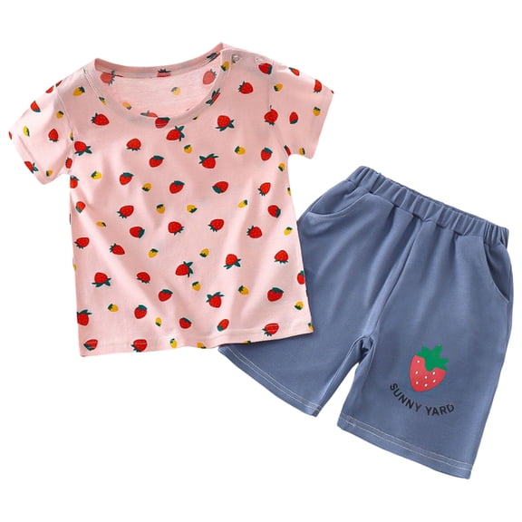 Akiihool Summer Short Sets Baby Boys Summer Newborn Baby Boy Clothes Romper and Shorts Outfits Set (Light Pink,5-6 Years)