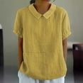 thumbnail image 2 of Ruyang Womens Summer Short Sleeve Tops Lightweight Comfy Cotton Linen T Shirt Solid Casual Loose Fit Shirt Blouse Plus Size, 2 of 9