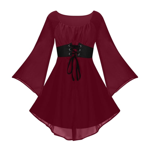 Off Shoulder Renaissance Bell Sleeve Dress for Women Casual Classic Lightweight Medieval Out,Comfy Steampunk Gothic Witch Vintage Dress Festival A-line Carnival Clothes