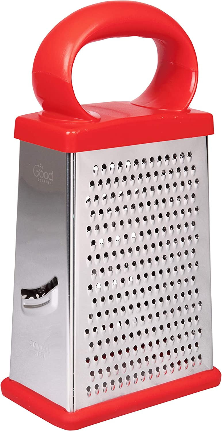Good Cooking Box Cheese Grater W 2 Attachable Storage Containers- 4-Sided Stainless Steel Slicer and Shredder- 2 Hoppers for Cheeses