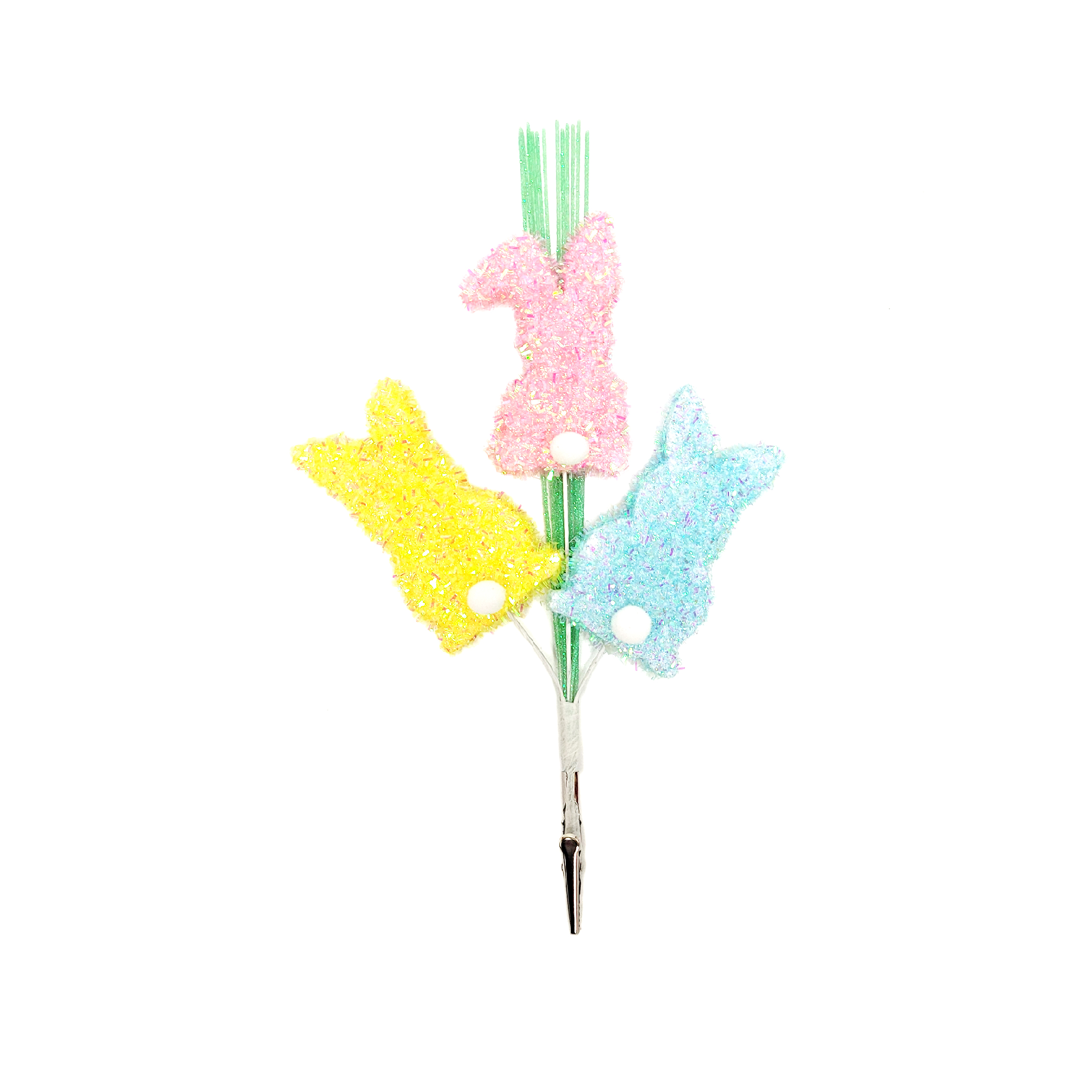Way To Celebrate Easter Tinsel Bunny Clip with White Pompom Tail Assortment