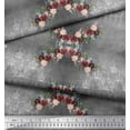 thumbnail image 2 of Soimoi Gray Cotton Cambric Fabric Bird Cage & Peony Floral Decor Fabric Printed BTY 58 Inch Wide, 2 of 3