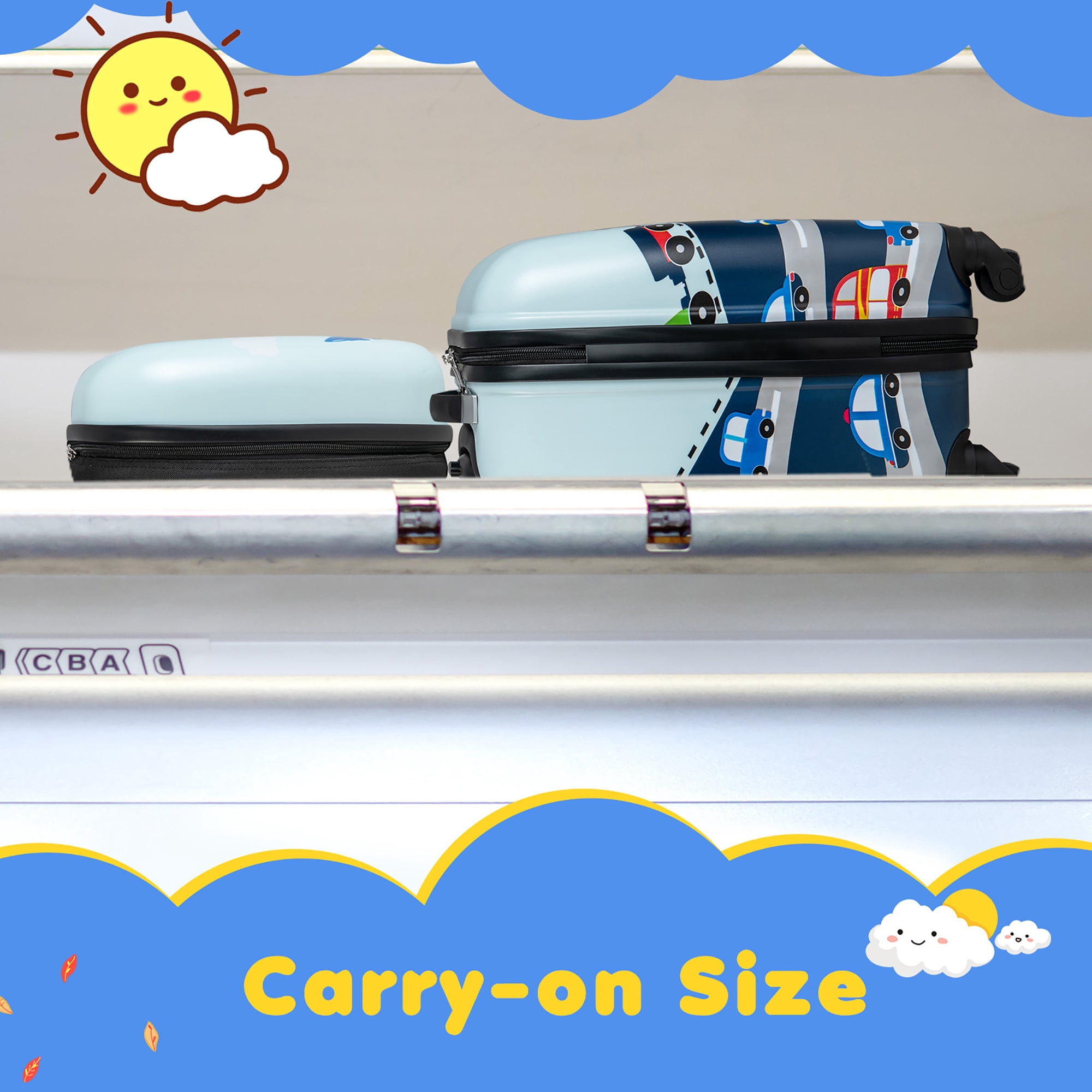 Costway 2PC Kids Carry On Luggage Set 12" Backpack and 16" Rolling Suitcase for Travel