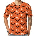 thumbnail image 2 of T Shirt For Men Halloween Orange Black Bats Novelty T-Shirts Short Sleeve Graphic Tops Hot Summer Ka, 2 of 7