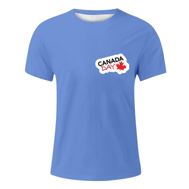 T-Shirt Homme Célébration Fête Nationale Vintage Imprimé Partiel Col Rond Chemises d'Été Homme Bleu m