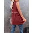 thumbnail image 5 of Hanerdun Women V-Neck Tank Top Female Sleeveless Blouse Vest Red 2XL, 5 of 5