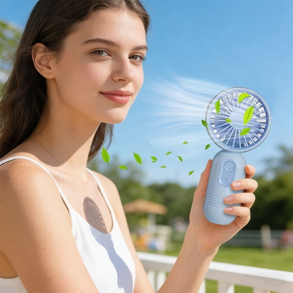Lunxisen 2 Pcs Portable Handheld Personal Fan USB Rechargeable Battery Operated Three Speed Cooling for Travel Outdoor