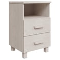 thumbnail image 1 of Mesita de noche VidaXL HAMAR de madera maciza blanca con 2 cajones, 1 of 7