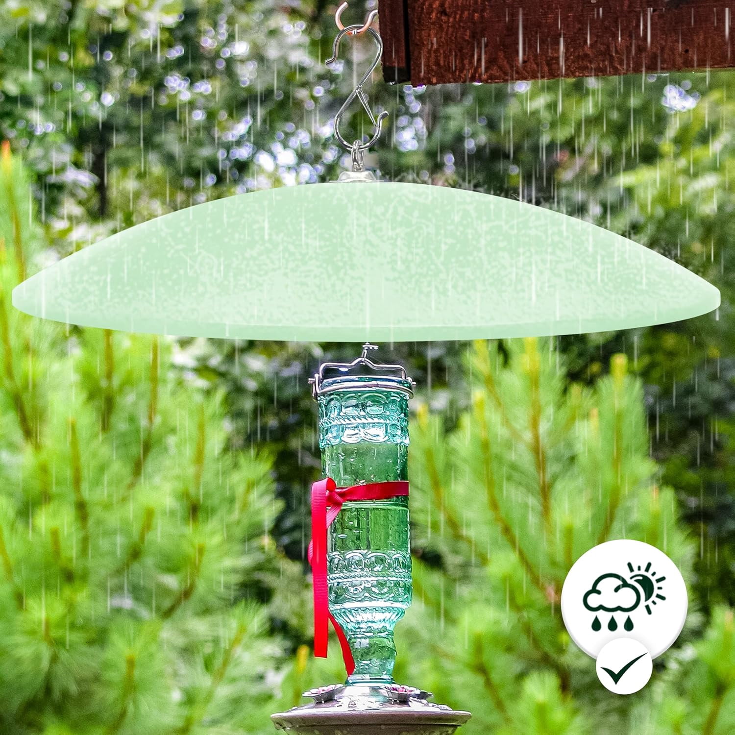 19.25-Inch Extra Large Squirrel Baffle,Hummingbird Feeder Shade Dome Cover, Bird Feeder Rain Guard, Hanging Squirrel Proof for Shepherd's Hook Outdoors(Grass Green) 2 Pack