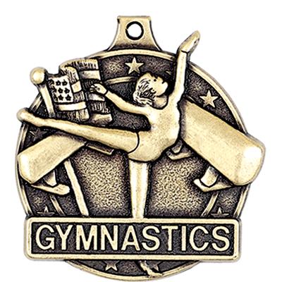 Female Gymnastics Medals, 2" Gold Diecast Female Gymnastics Medal Award 20 Pack