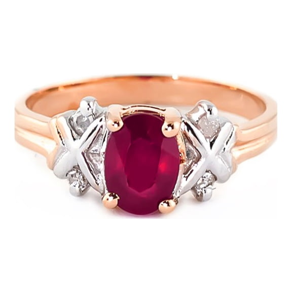 Galaxy Gold 14K Rose Gold 1.47 CT Natural Oval-Shaped Ruby and Diamonds Ring - July Birthstone - Passion & Protection - Sizes 5.5 to 11 - Fine Jewelry for Women