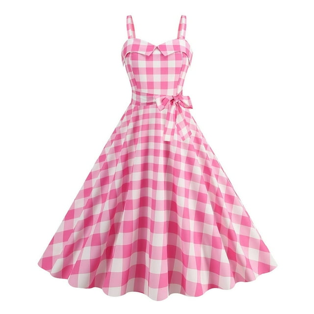 Women Dress Princess Style A-line Big Hem Shirring Ruffle Color Matching Tight Elastic Waist Sleeveless Christmas Party Prom Dress