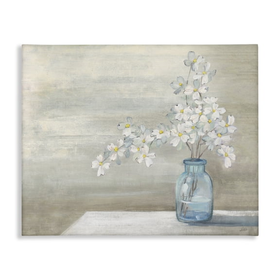 Stupell Industries Traditional Classic Dogwood White Florals Blue Jar Country Flowers Canvas Art, 20 x 16, by Julia Purinton