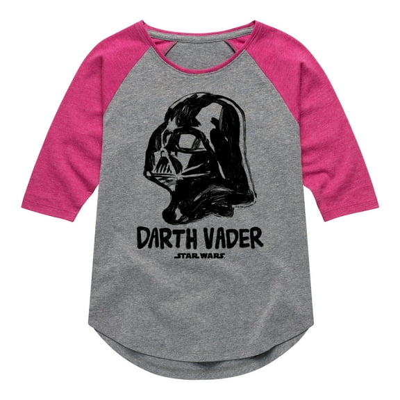 Star Wars - Sketch Darth Vader - Toddler And Youth Girls Shirt Tail Raglan