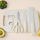 thumbnail image 4 of Juego de herramientas de cocina multifuncional | Juego de utensilios de cocina de 5 piezas | Tabla de cortar, cuchillos, tijeras, pelador | Plástico ecológico para paja de trigo | Diseño compacto, 4 of 6